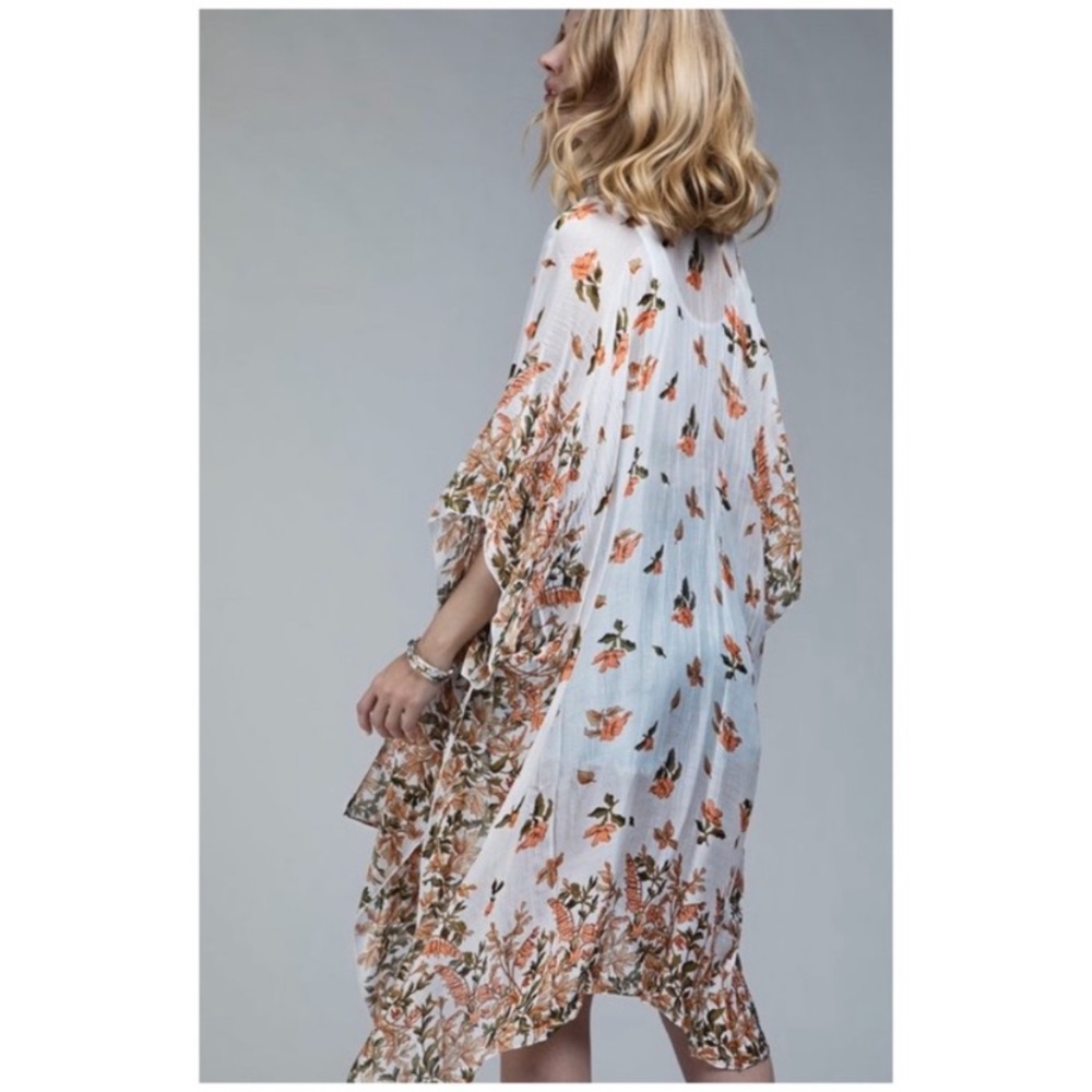 SOLD OUT Boho Open Chiffon Floral Kimono Wrap - Picture 2 of 2